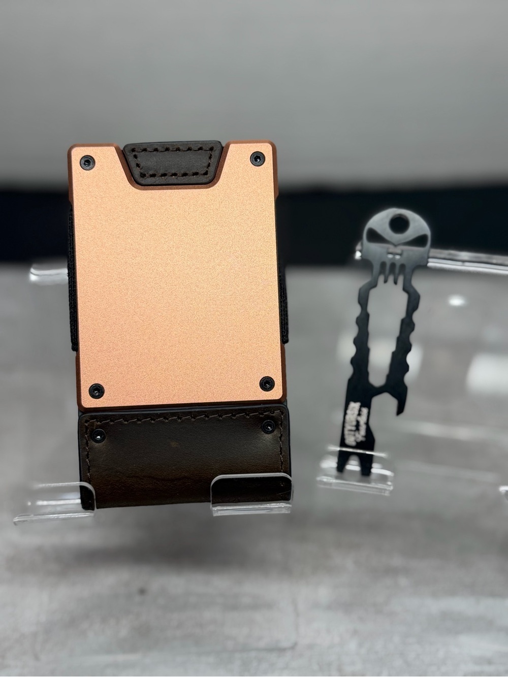 MENS WALLET METAL CARD HOLDER CASH STRAP MINIMALIST PULL TAB WALLET w/MULTI-TOOL